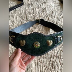 Green Suede Leather Duck Waist Belt